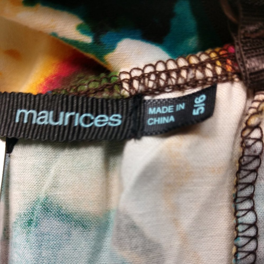 Maurices sleeveless green turqoiuse yellow flowers - Picture 7 of 10
